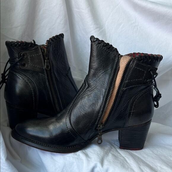 NWOB BED|STU Bia Black Leather Ankle Boots Size 9.5 - Picture 6 of 8